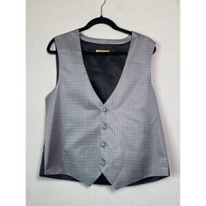 Nubio Gray Black Dress Vest Formal Traditional Medium 4 Button Adjustable Back‎